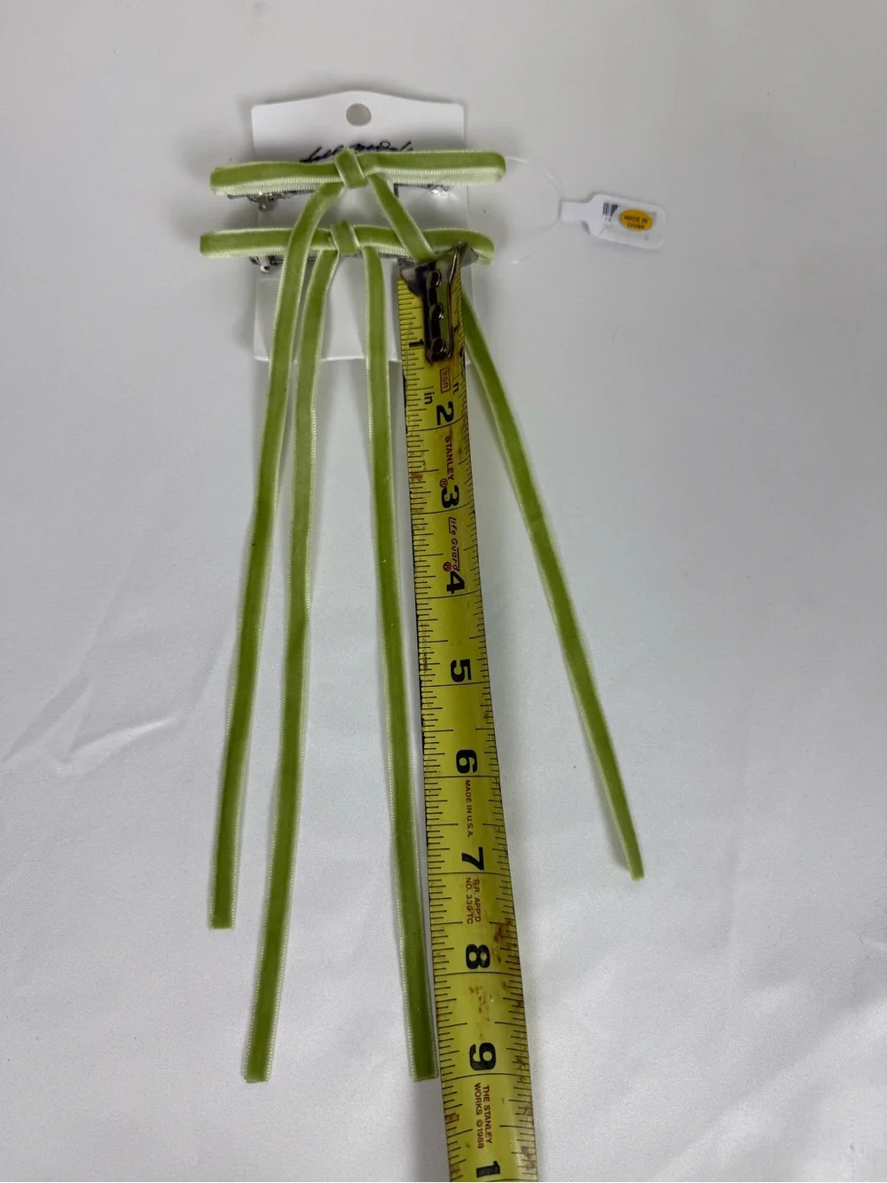 Free People Lime Velvet Bow Hair Clips Blokecore Inspired Set of 2 ✨🎀